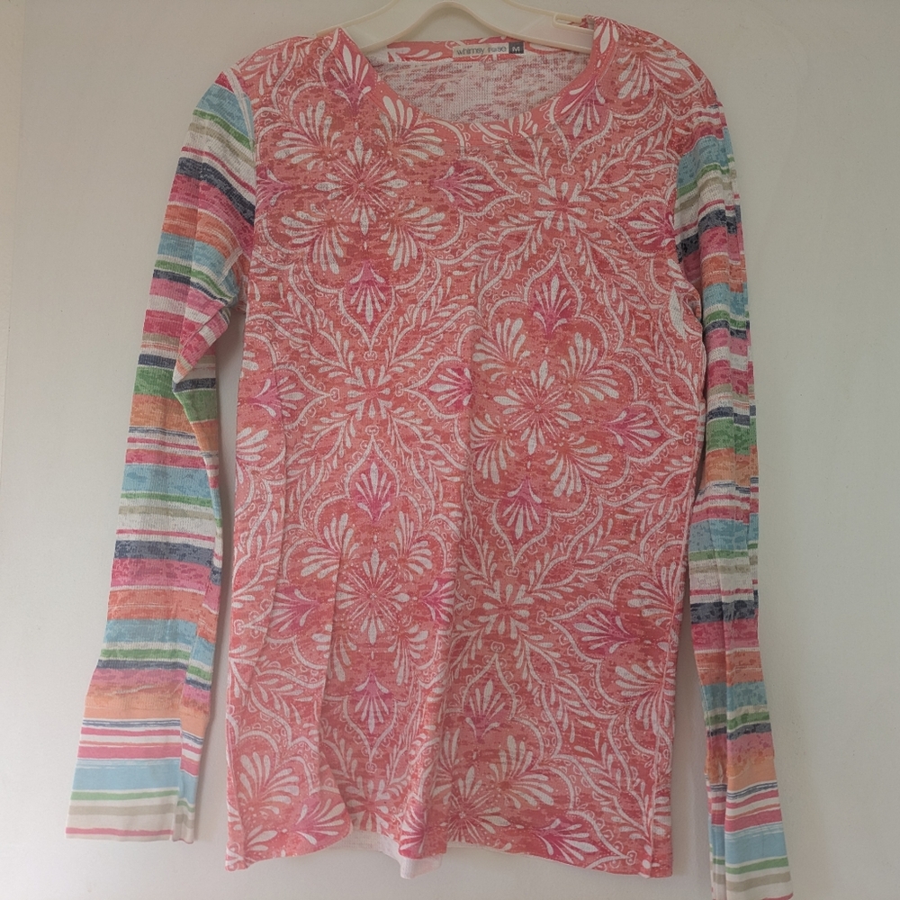 Whimpsy Rose Colorful Striped Floral Women's Top